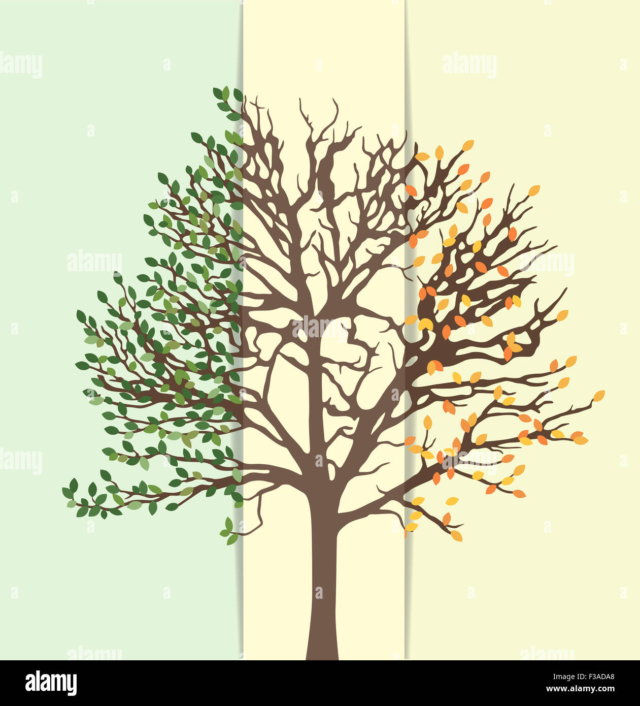 Illustration of an abstract tree, summer and fall Stock Photo - Alamy
