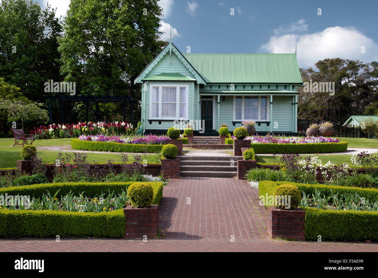 Little green house in Rotorua, New Zealand Stock Photo