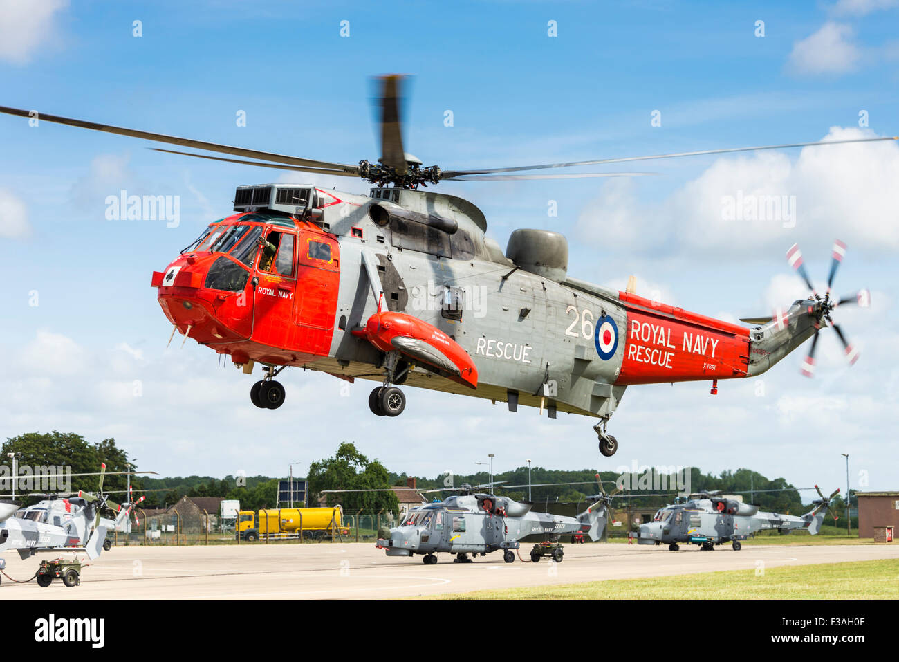 Royal Navy Westland Sea King HU5 Search And Rescue Helicopter Hovering Royal Navy Westland Sea King HU5 Search And Rescue Helicopter Hovering