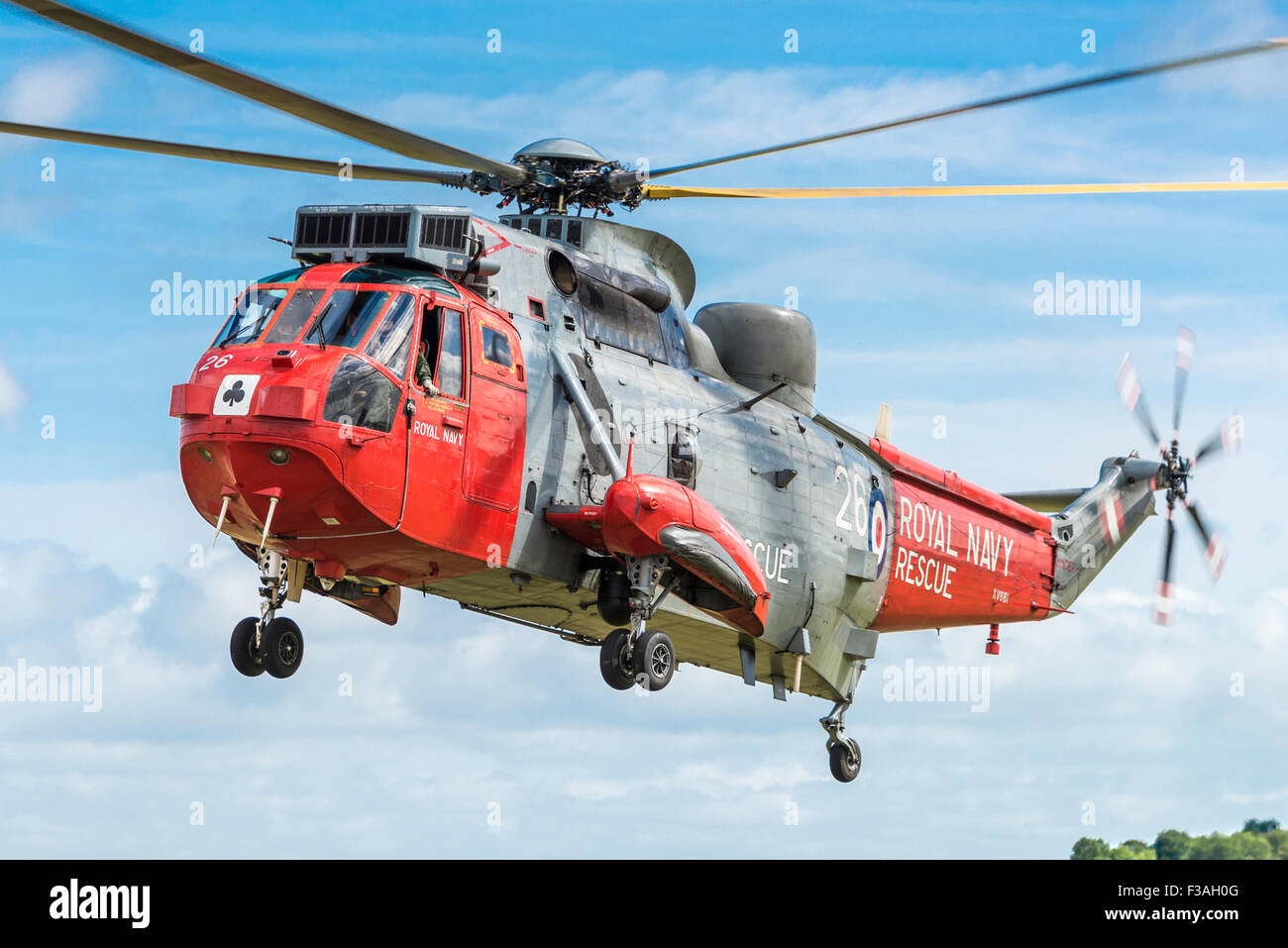 Royal Navy Westland Sea King HU5 search and rescue helicopter hovering ...