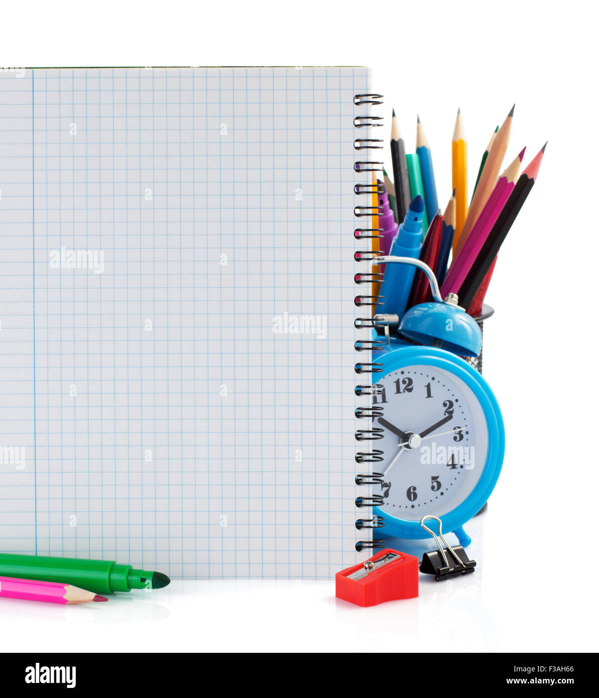 notebook and school supplies isolated on white background Stock Photo ...