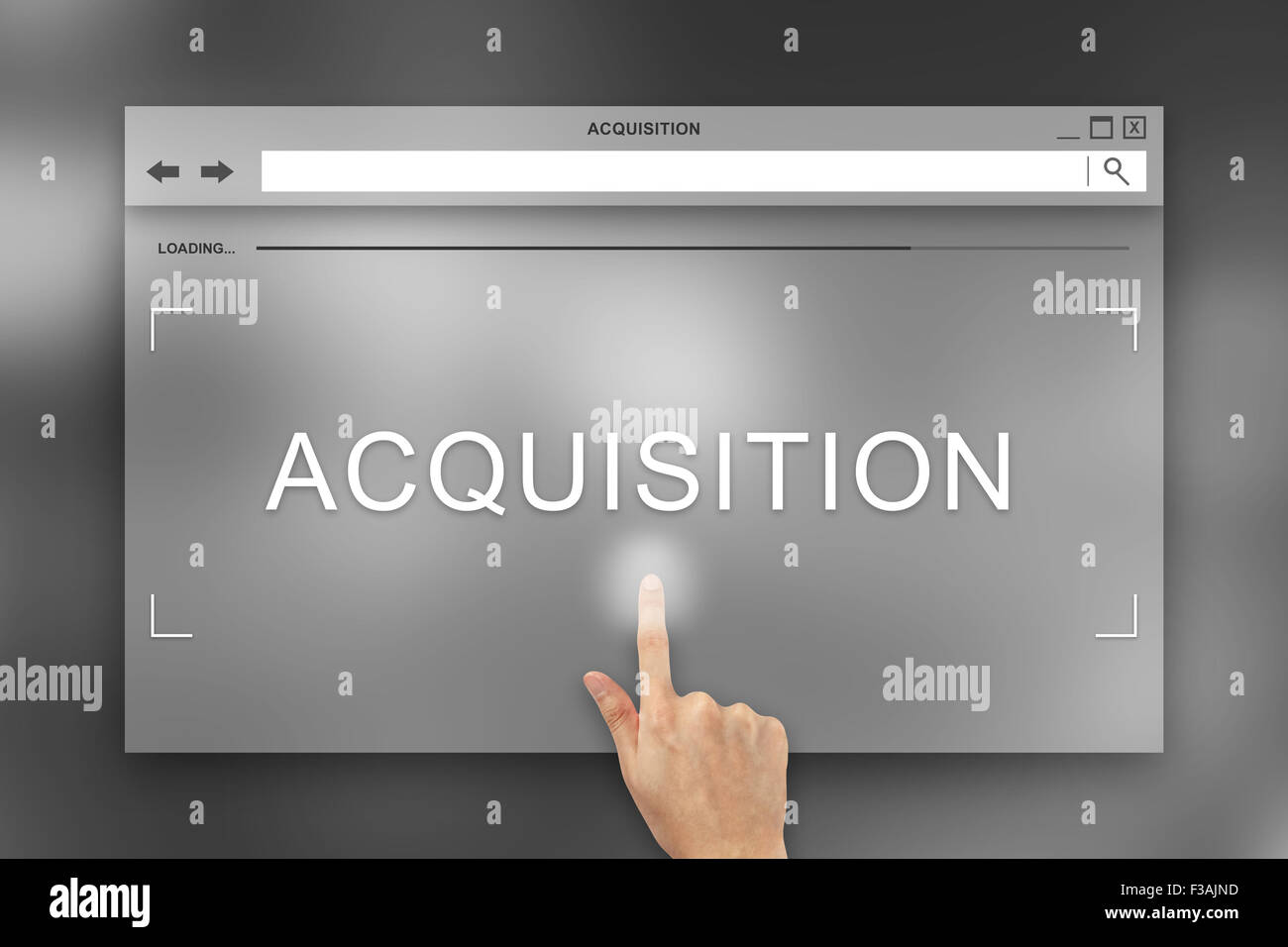 hand press on acquisition button on webpage Stock Photo