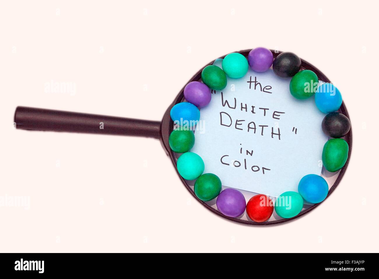Generic Coloured Candy Balls High Sugar Content  The White Death in Colour Stock Photo