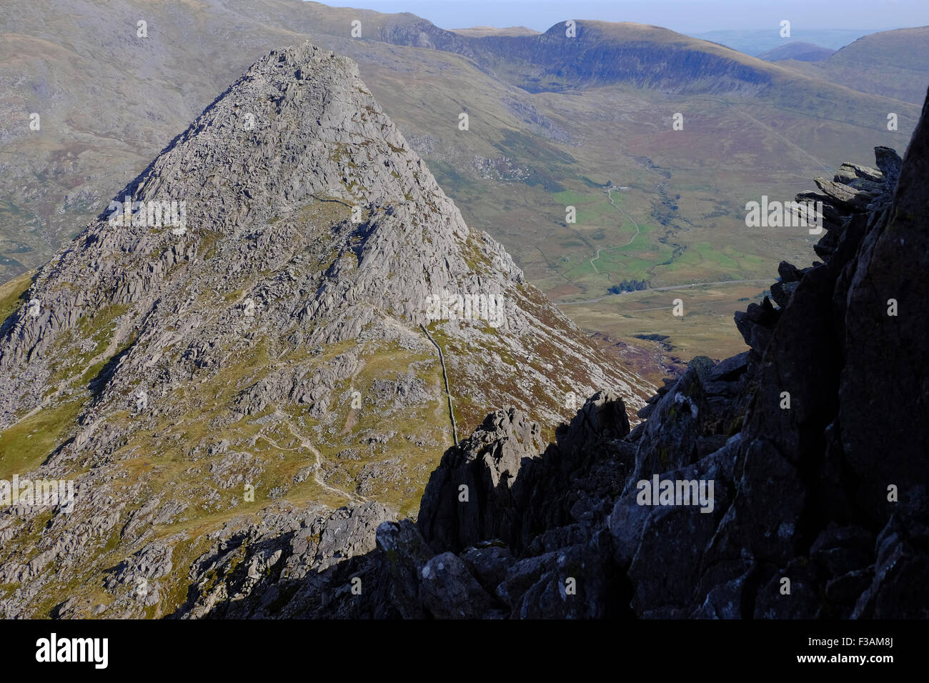 Tryfan from The Bristly Ridge on the Glyders, Snowdonia, Wales Stock Photo