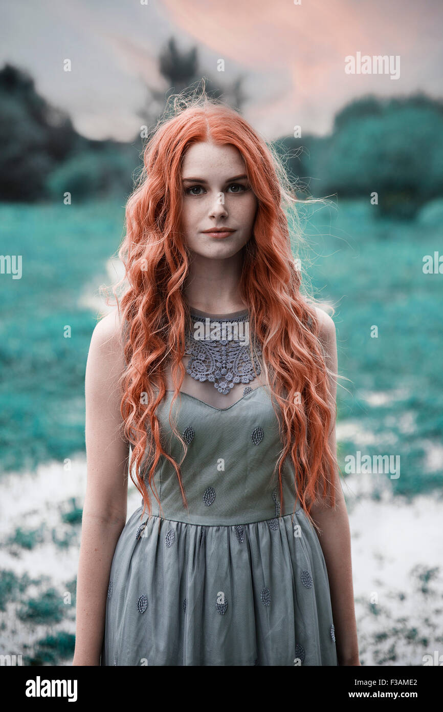 Beautiful ginger historical girl Stock Photo
