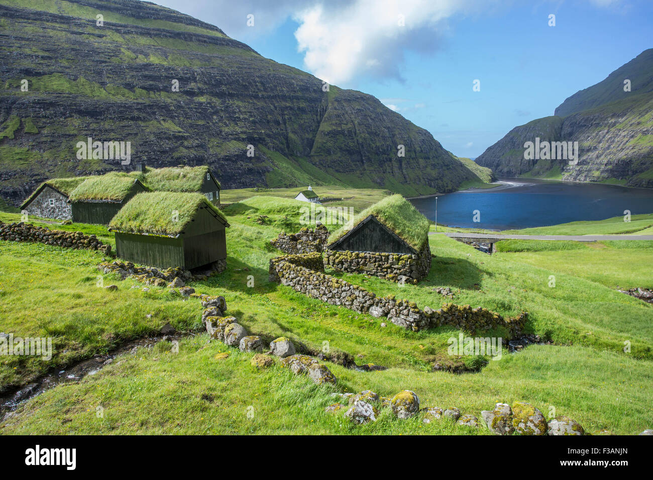 Saksun picturesque village of Streymoy. Faroe Islands. Stock Photo