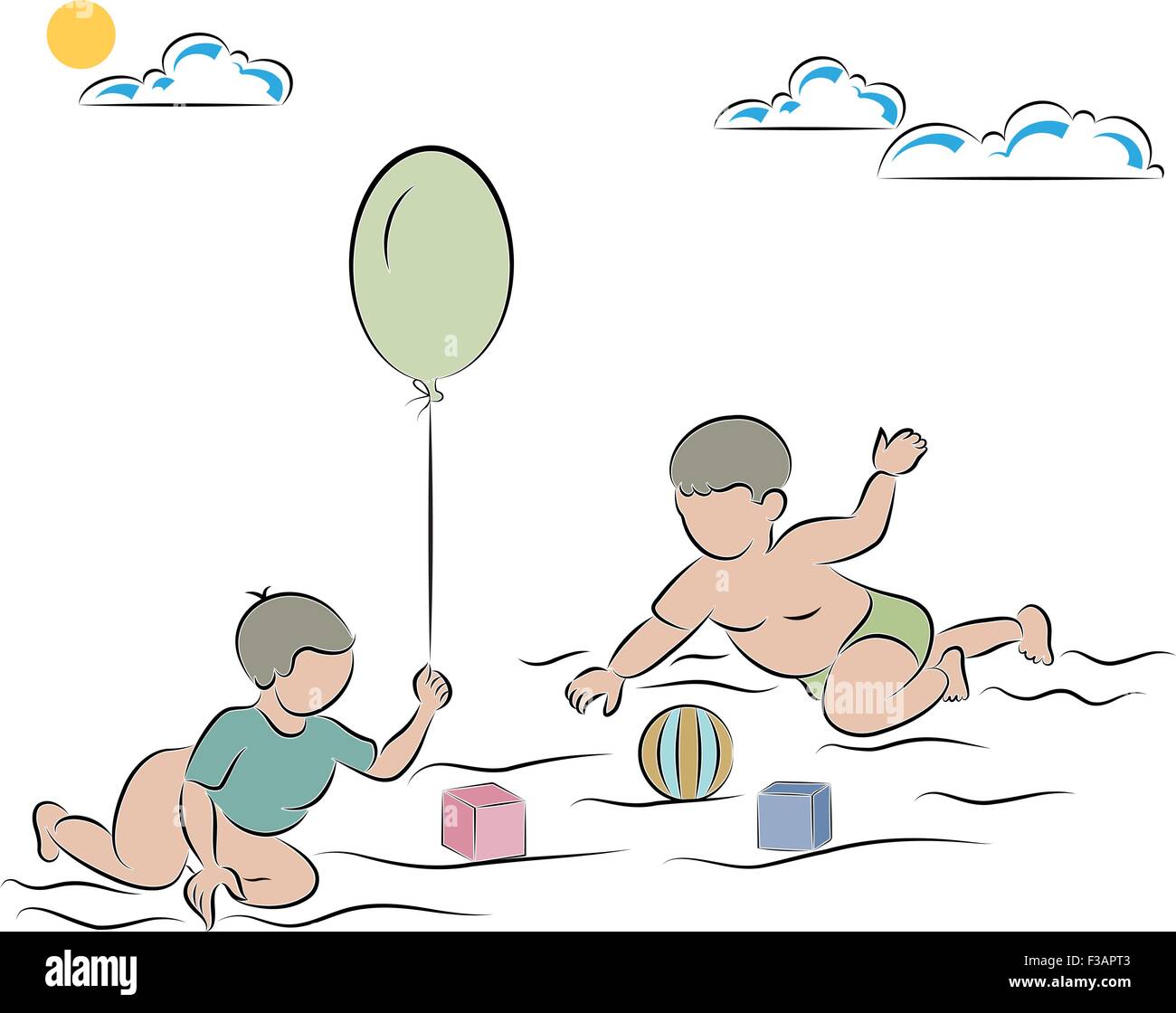 Calligraphic Kids Playing Vector Art Stock Vector Image & Art - Alamy