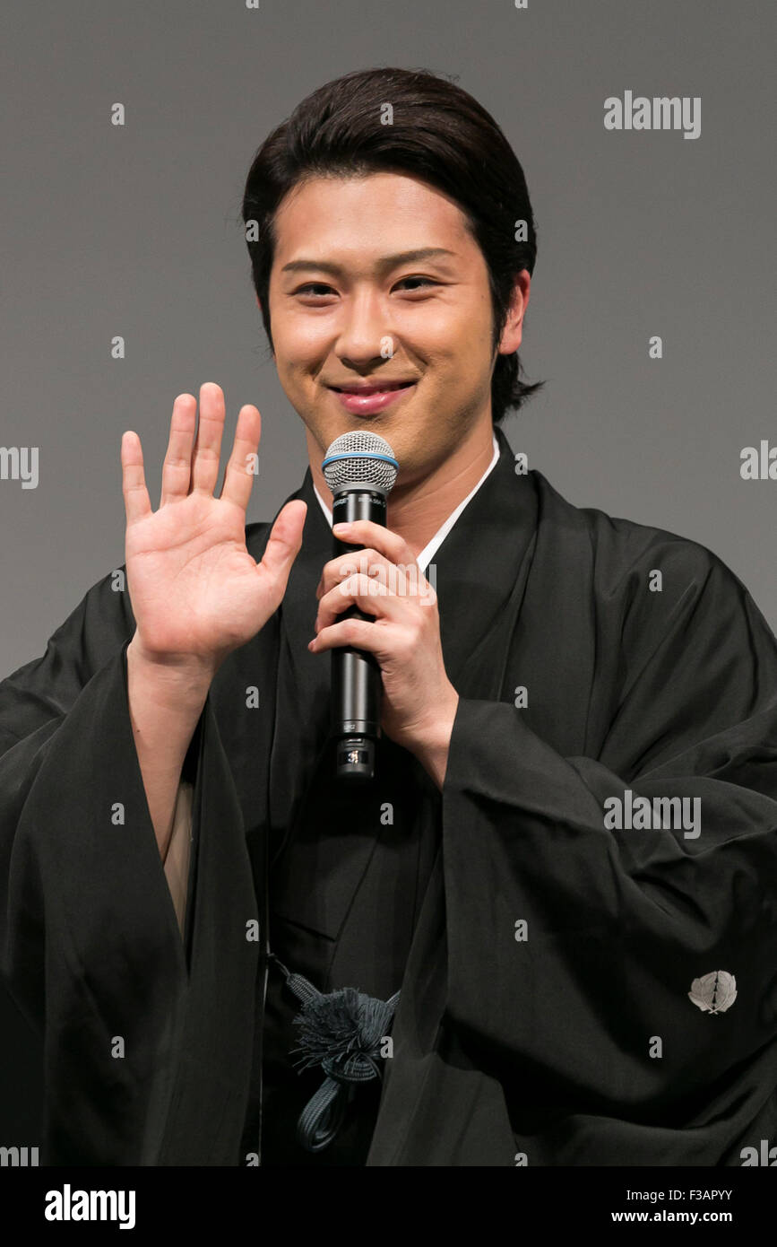 Kabuki actor Matsuya Onoe greets to the audience during the Princess