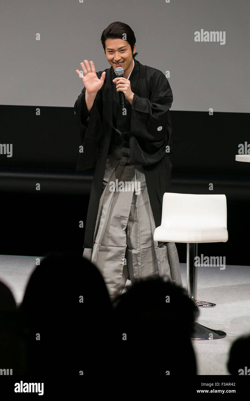 Kabuki actor Matsuya Onoe greets to the audience during the Princess
