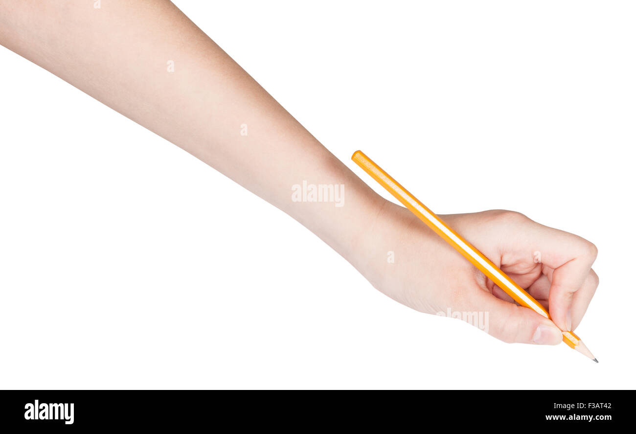 hand paints by lead pencil isolated on white background Stock Photo - Alamy