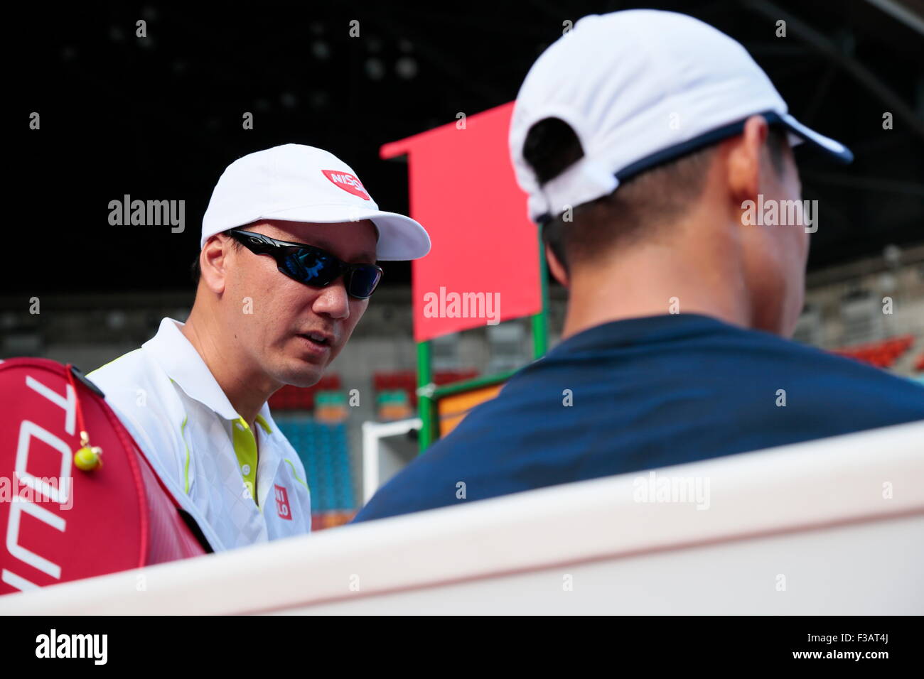 L to R) Michael Chang, Kei Nishikori (JPN), OCTOBER 3, 2015 L to R) Michael Chang, Kei Nishikori (JPN), OCTOBER 3, 2015
