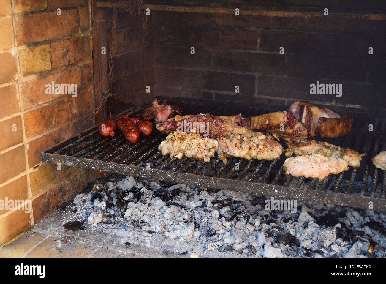 Traditional Asado from Argentina. Grilled meat from South America