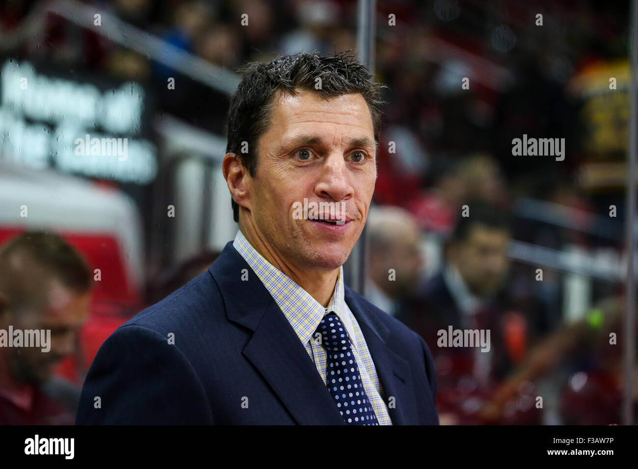 Carolina Hurricanes assistant head coach Rod BrindAmour during the NHL game  between the Pittsburgh Penguins and