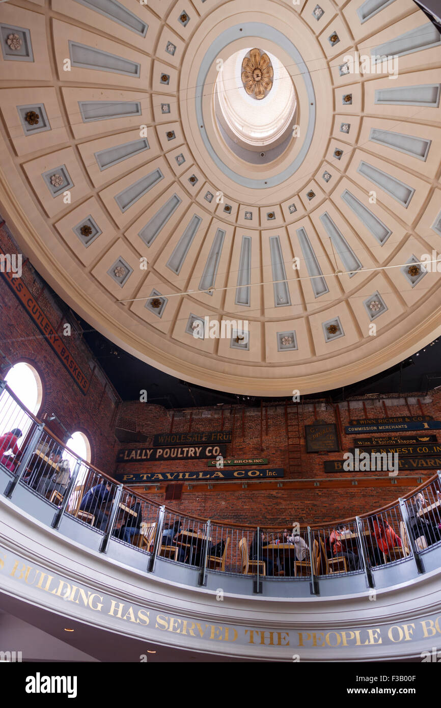 Central Quincy Market building food court dome Faneuil Hall Marketplace Downtown Boston  MA USA Stock Photo