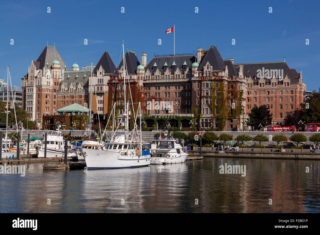 The historic Empress hotel overlooking the Inner Harbour in Victoria on Vancouver Island, British Columbia, Canada Stock Photo