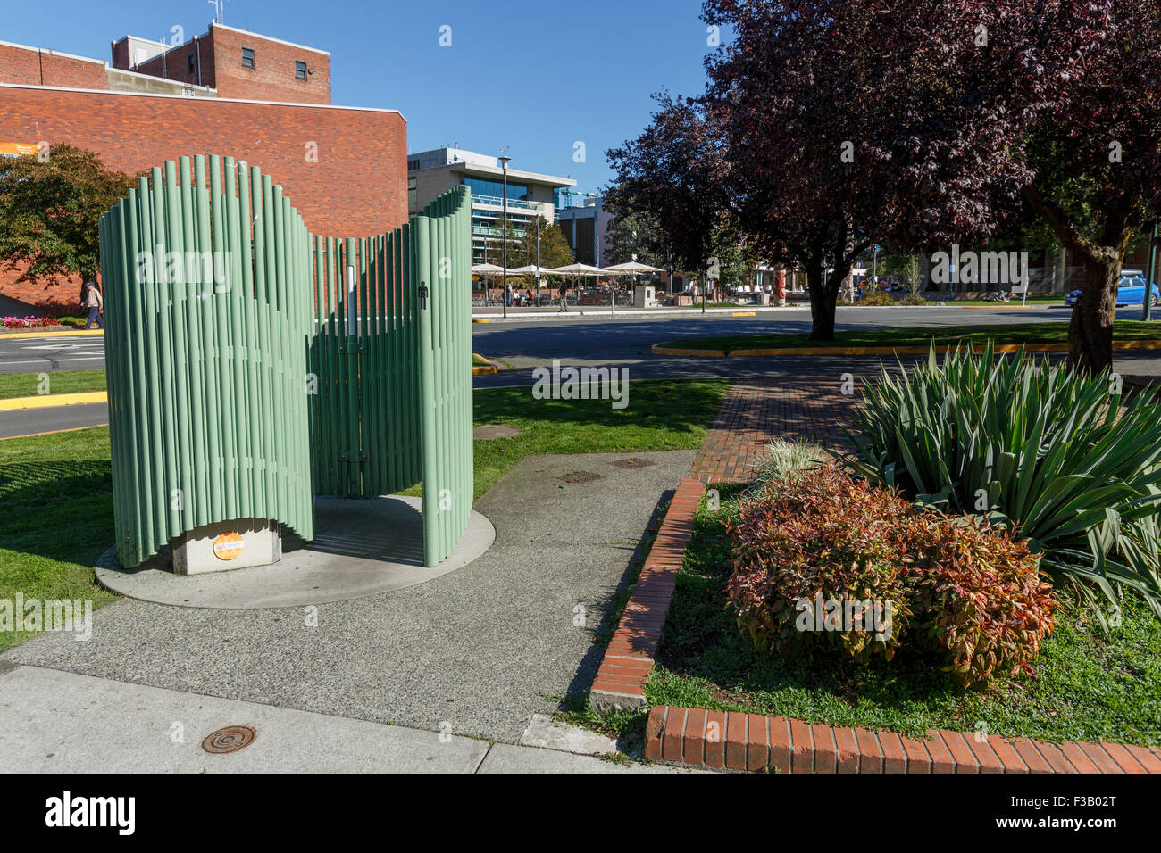 Spiral shaped outdoor urinal at Pandora and Government Victoria British Columbia Stock Photo