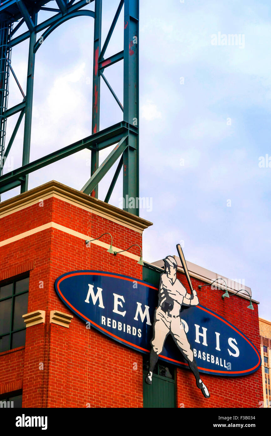 Memphis Redbirds Baseball overhead sign on the wall of the Autozone Park  baseball stadium in TN Stock Photo - Alamy