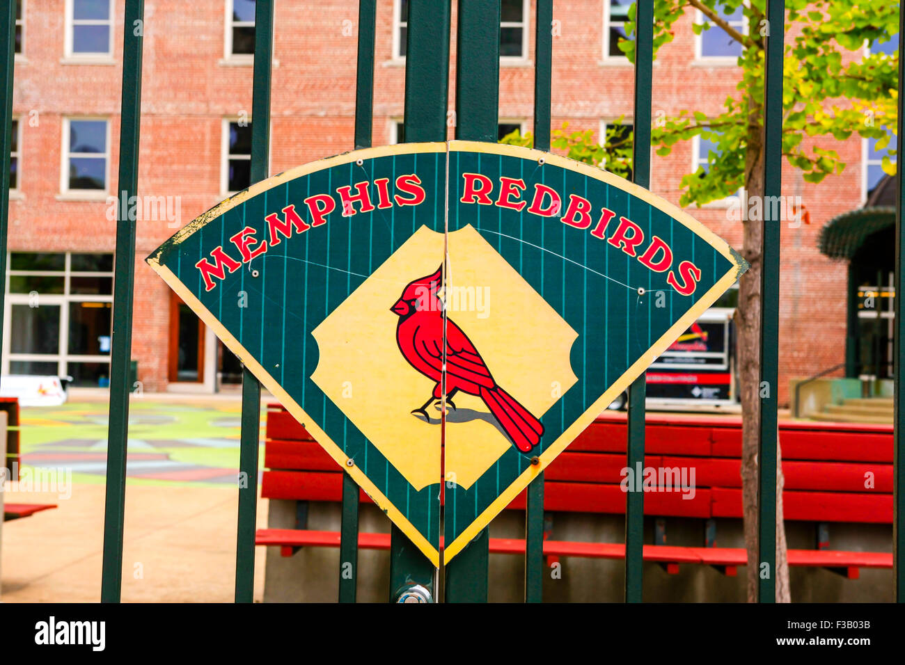 Memphis Redbirds Baseball overhead sign on the wall of the Autozone Park  baseball stadium in TN Stock Photo - Alamy