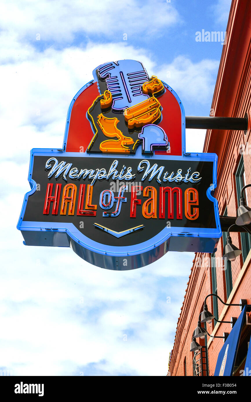 The Memphis Music Hall of Fame museum overhead sign Stock Photo Alamy