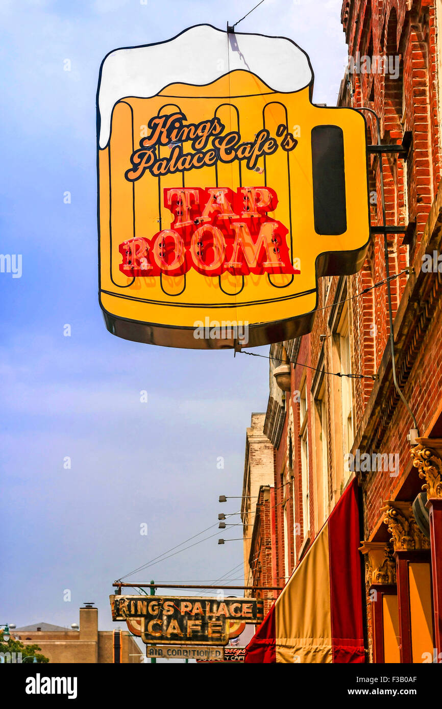 King's Palace Tap Room overhead sign on Beale Street in Memphis Tennessee Stock Photo