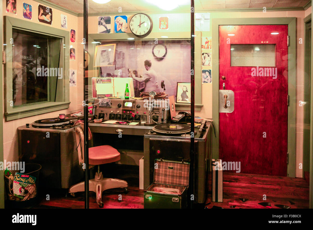 Mockup of a 1950s radio station at the Sun Studio on 706 Union Ave