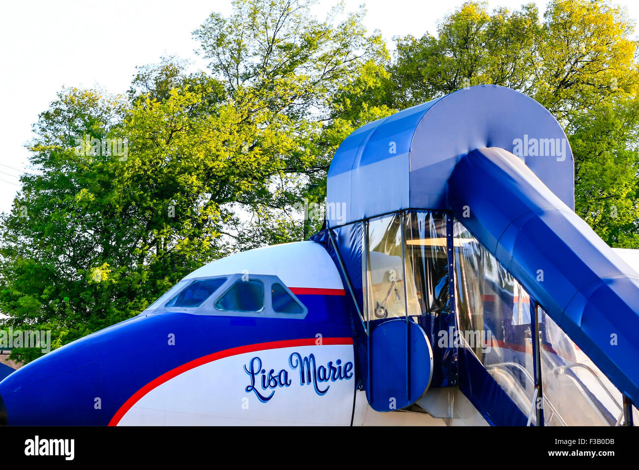 Entrance to Elvis's plane named after his daughter Lisa Marie, seen outside his museum in Memphis Tennessee Stock Photo