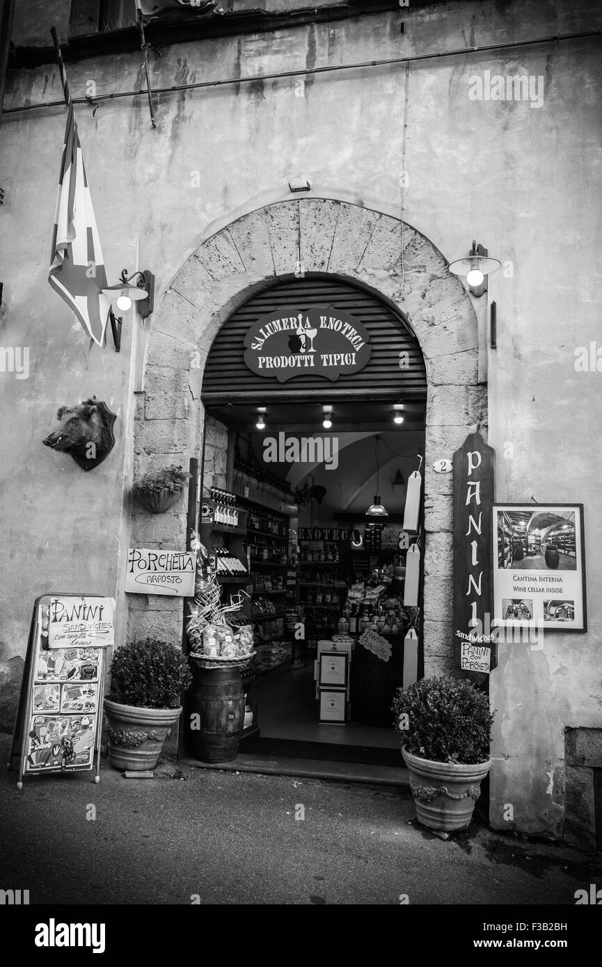Small food store, grocery, Volterra, Tuscany, Italy Stock Photo