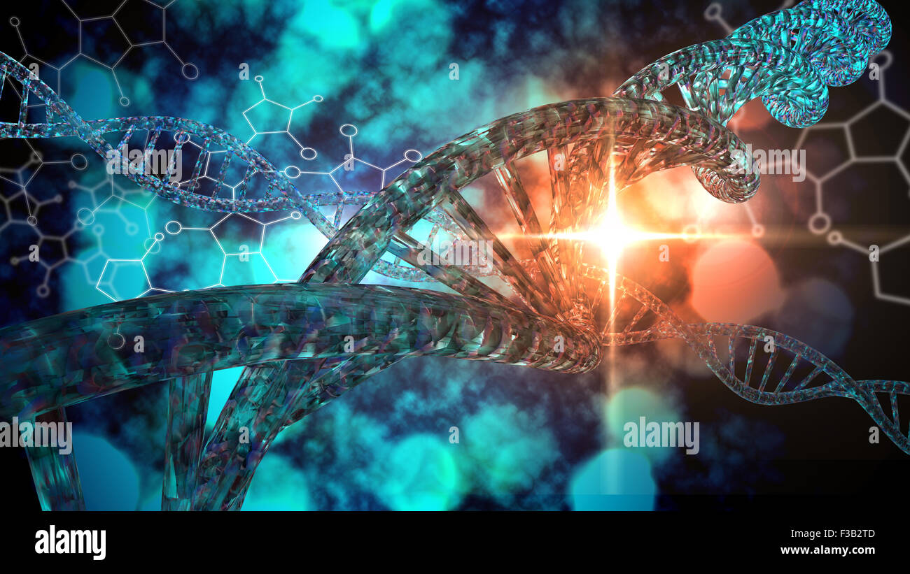 3D DNA strand with vibrant colors for genetics background Stock Photo -  Alamy