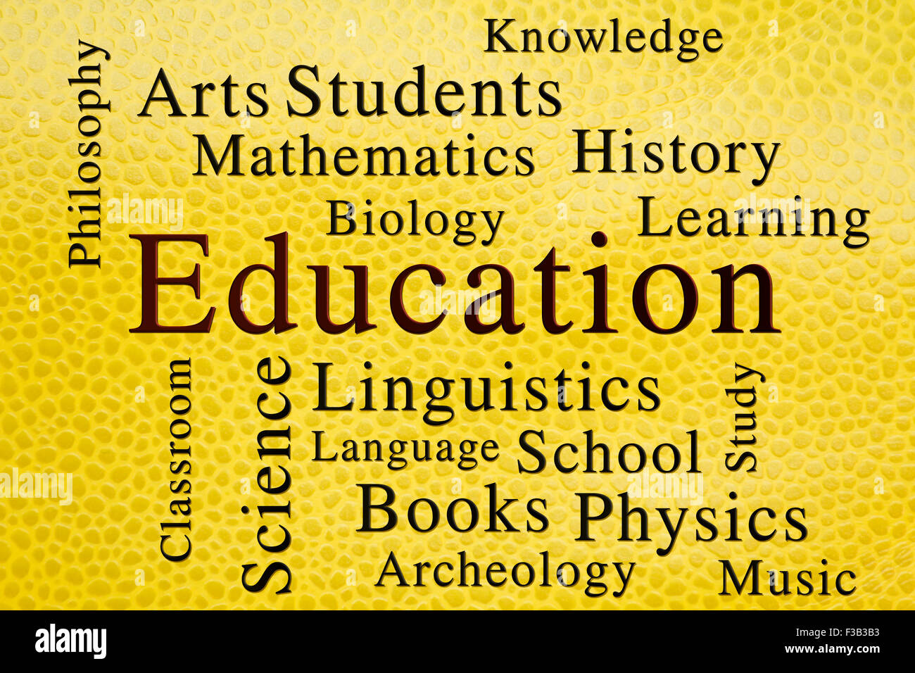 education classroom subjects and related words in wordcloud on stock