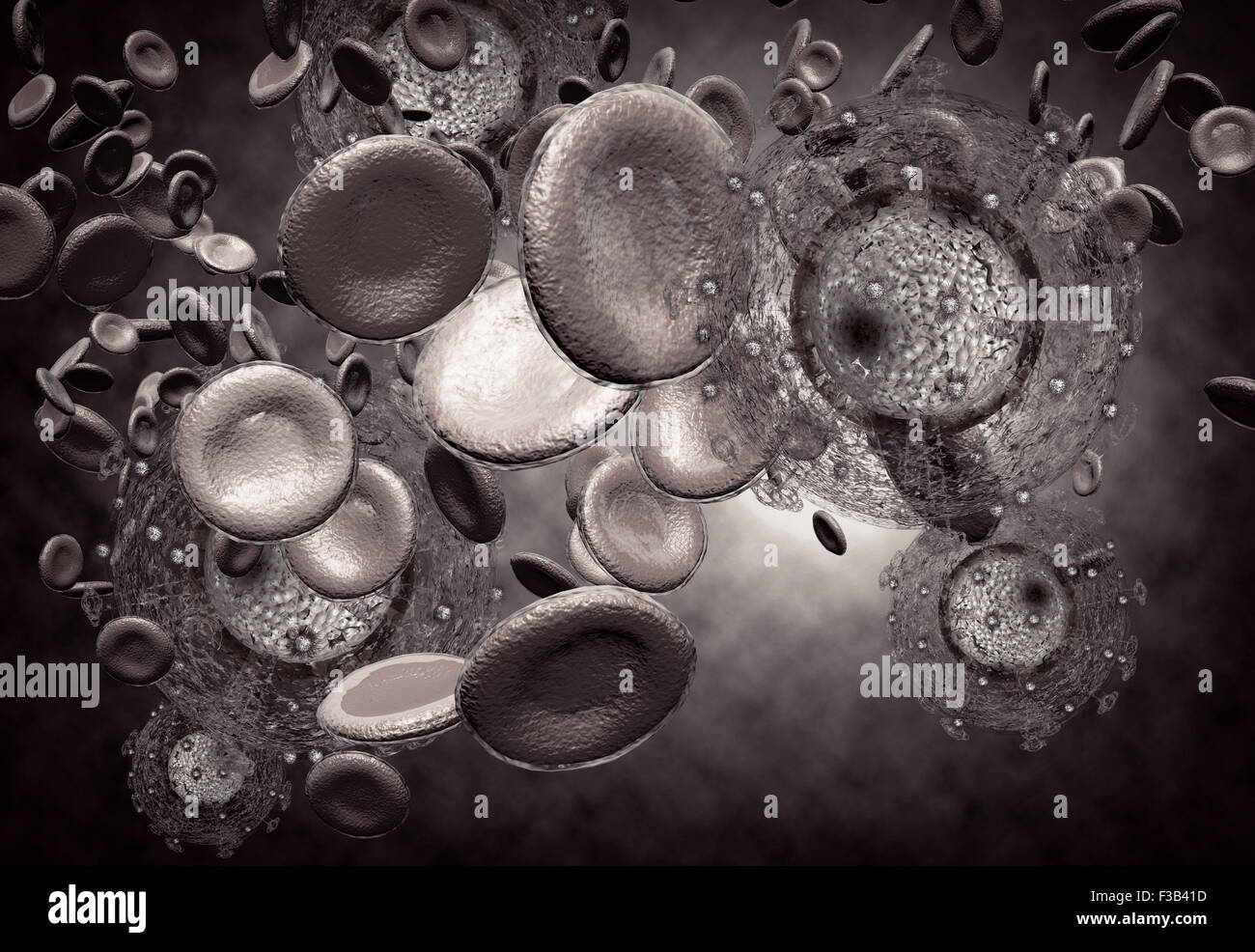 3D generated illustration of HIV Aids virus cells for medical science ...