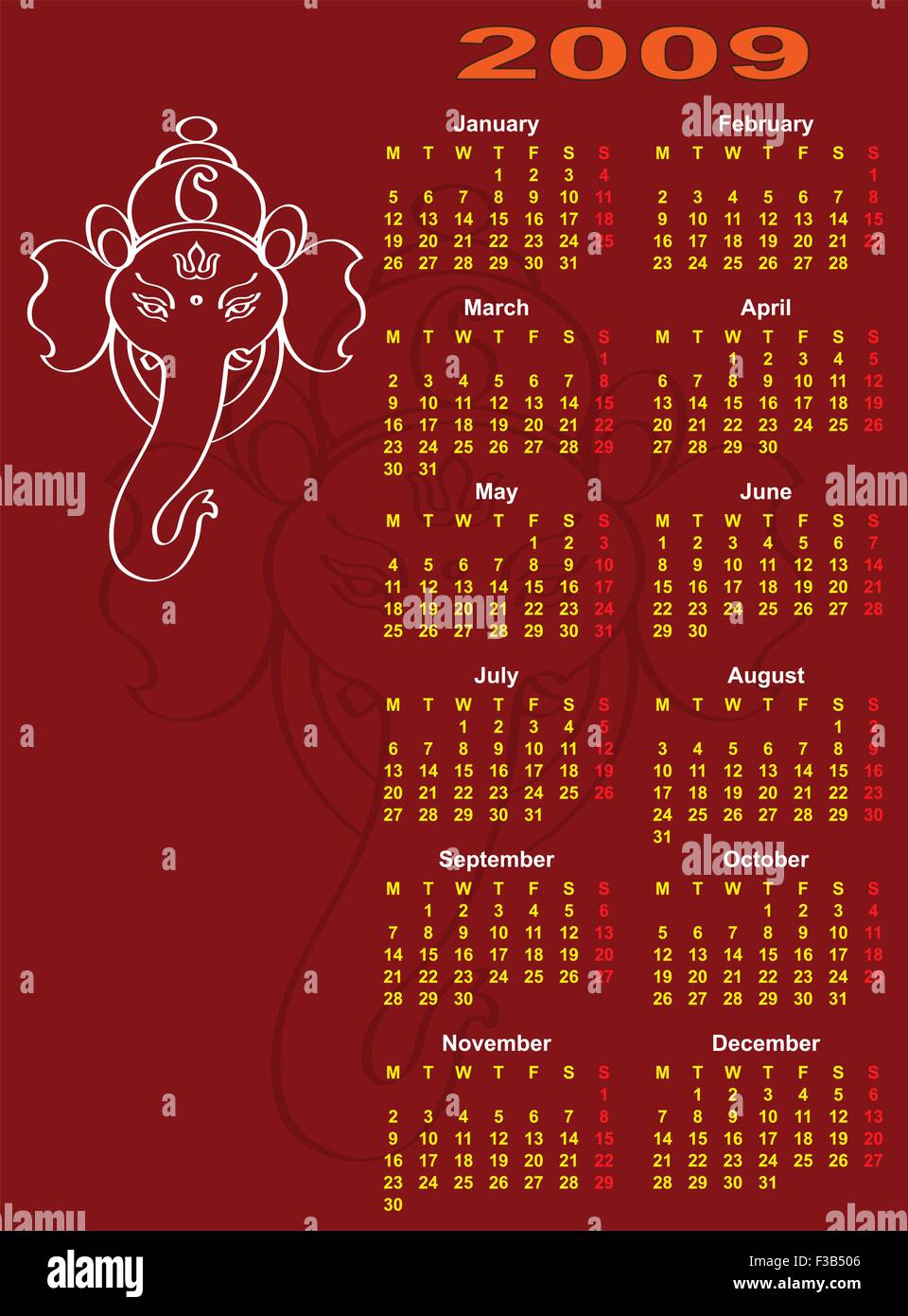 Calendar Design 2009 Vector Art Stock Vector Image & Art - Alamy