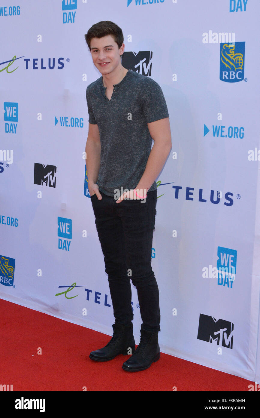 Toronto, Canada. 1st October 2015. Shawn Mendes arriving for WE Day at
