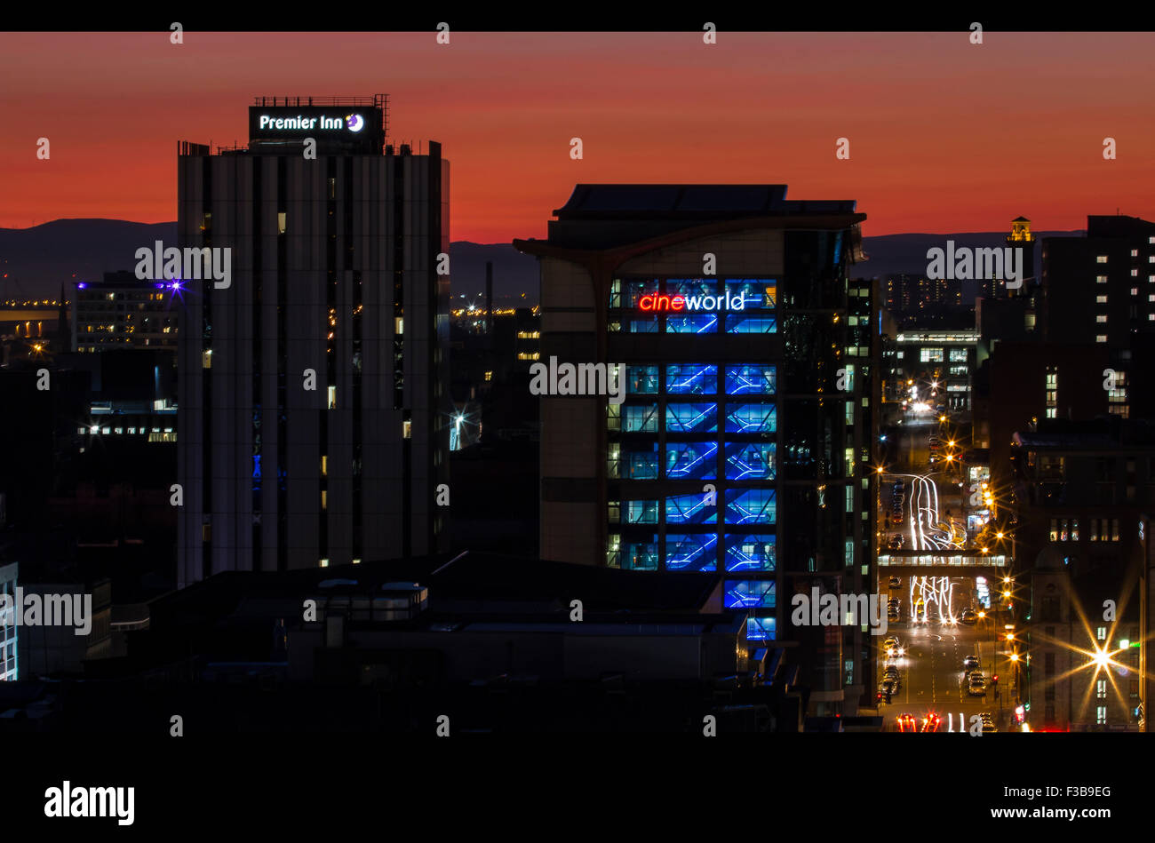 glasgow skyline sunset Stock Photo