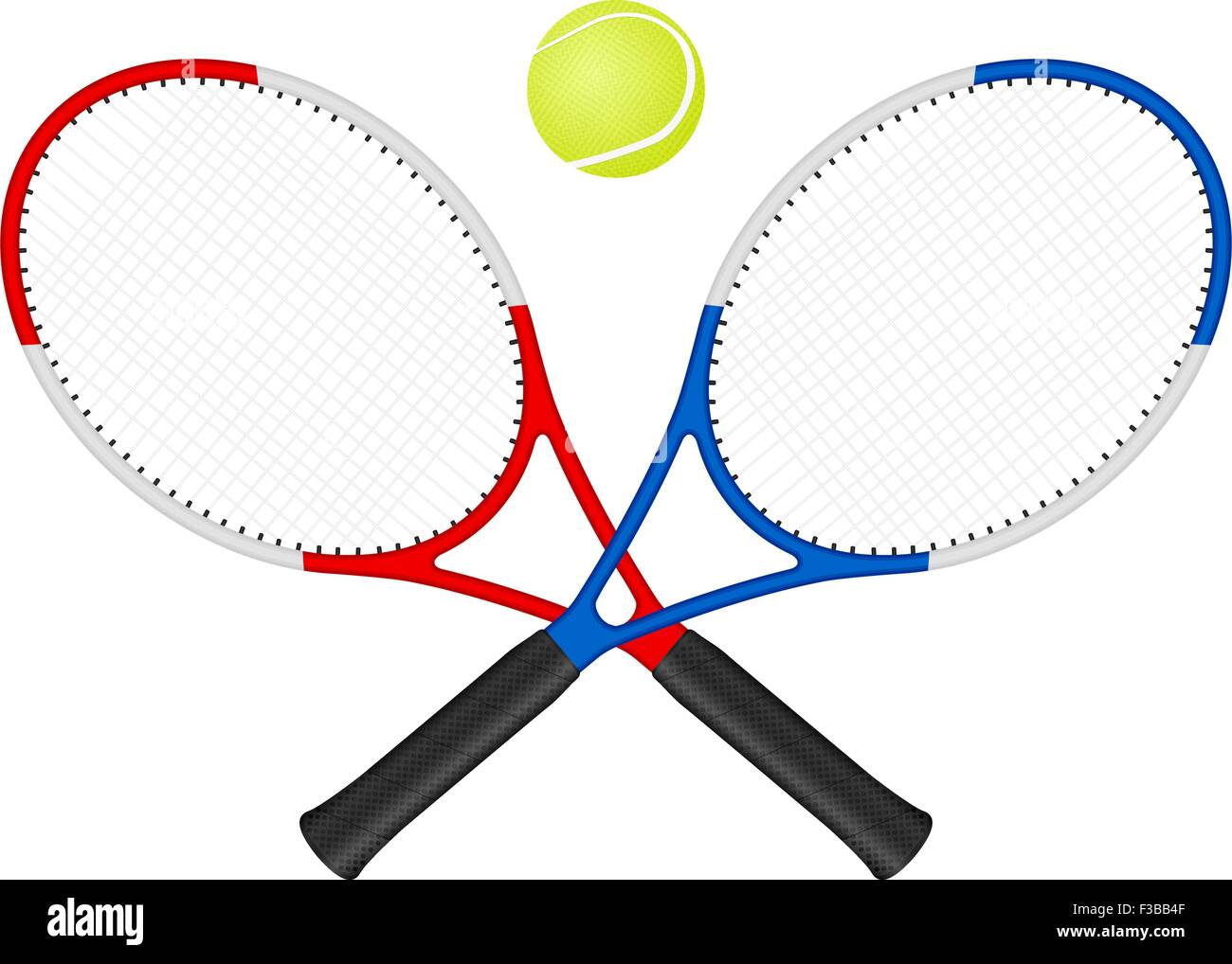 Tennis rackets and ball on a white background. Vector illustration ...