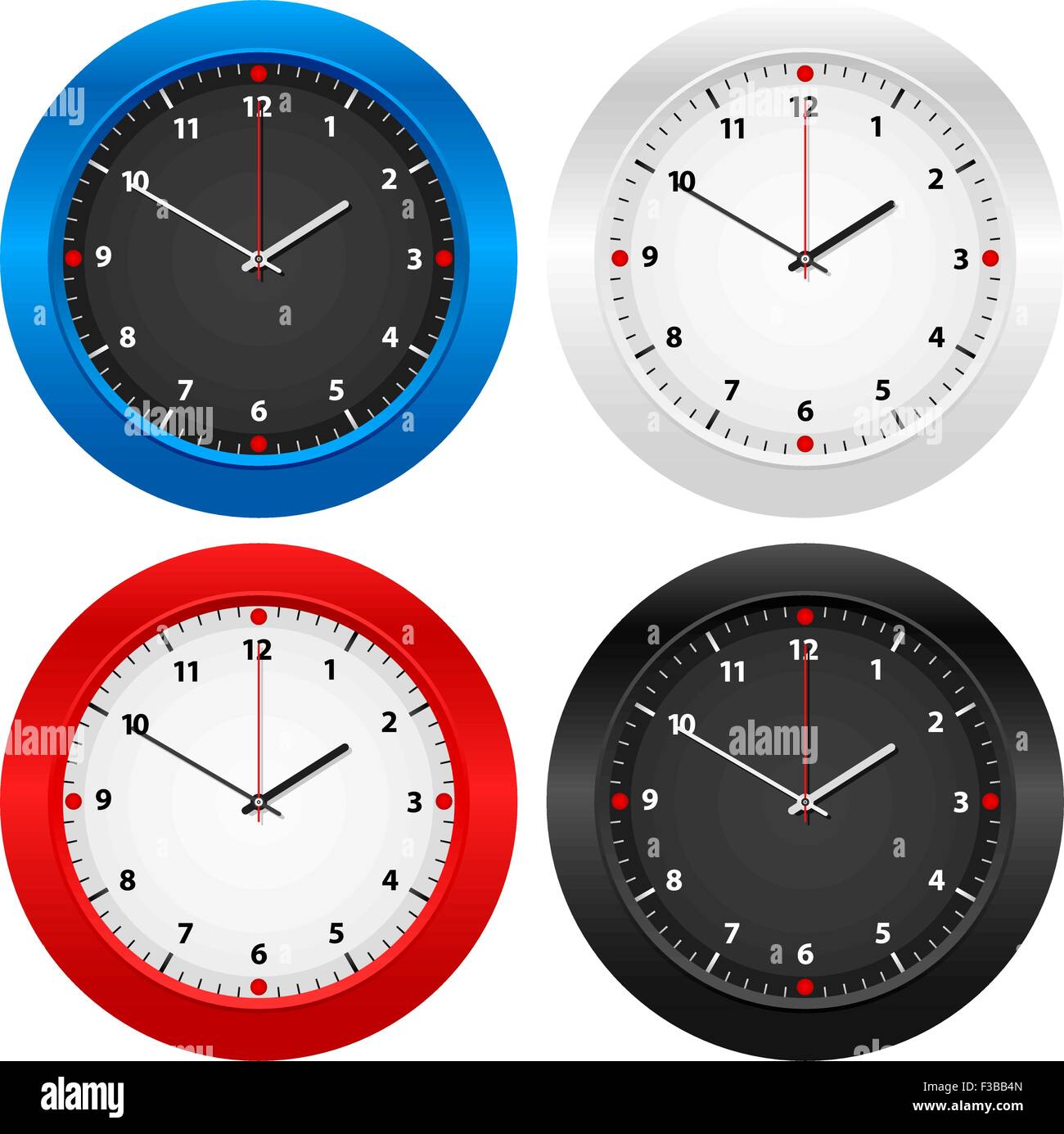 Clock set isolated on white background. Vector illustration Stock ...