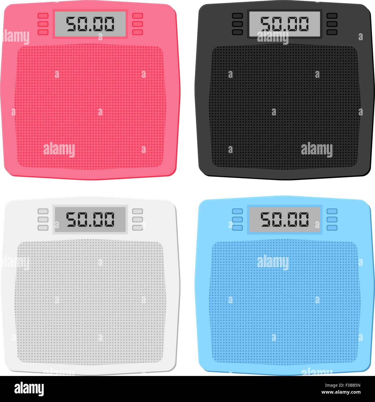 Bathroom scale set on white background. Vector illustration Stock ...