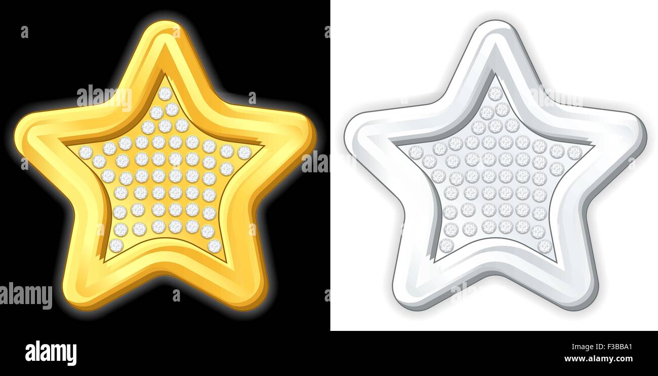 Gold and silver jewelry star. Vector illustration. Stock Vector