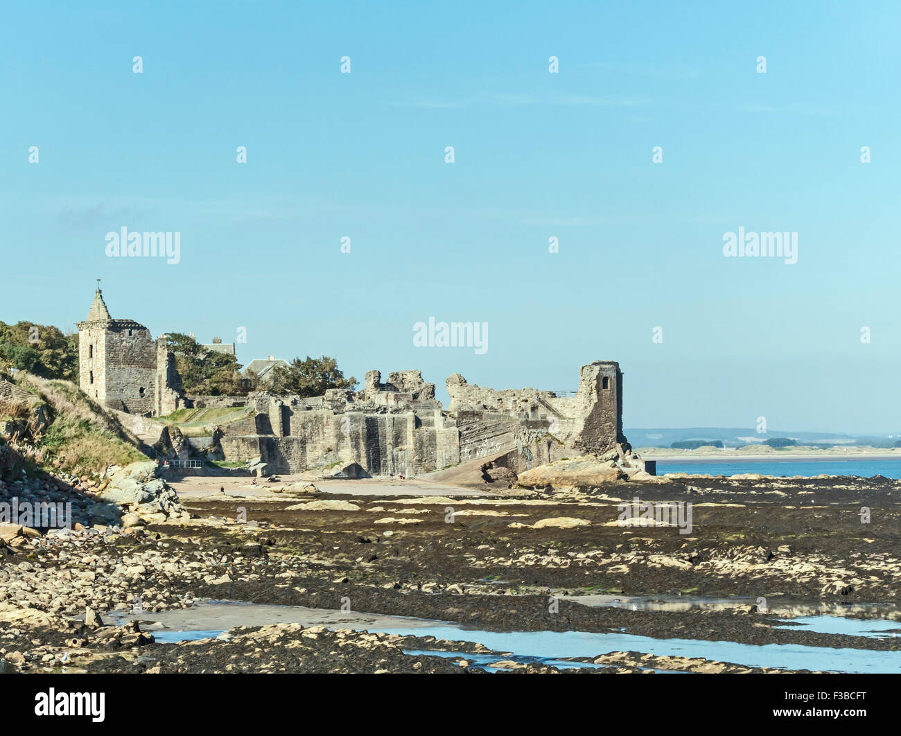 The St. Andrews castle ruin seen from the harbour in St. Andrews Fife Scotland Stock Photo