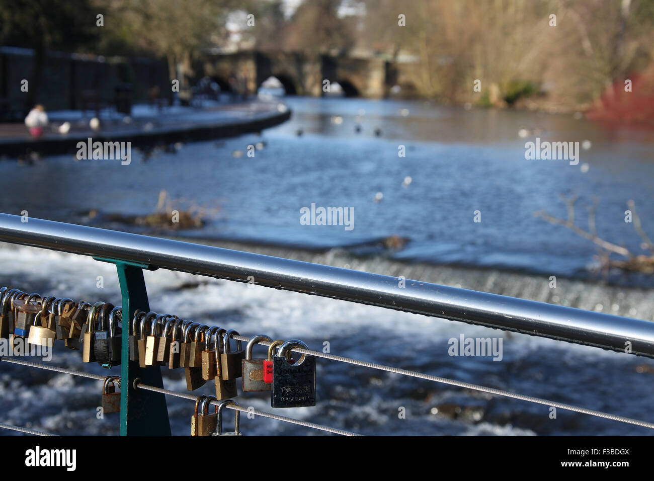 Love Locks on a Bakewell Bridge in the Peak District National Park