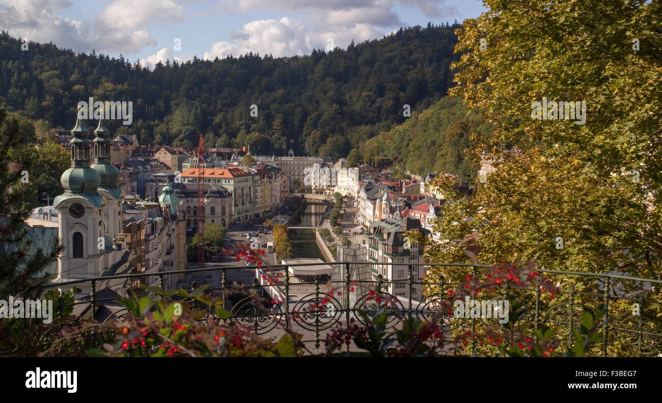 Panoramic View in Karlovy Vary,Czech famous SPA place. Karlovy Vary aka