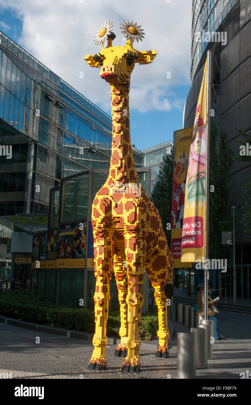 Legoland giraffe at Potsdamer Platz, Berlin Stock Photo
