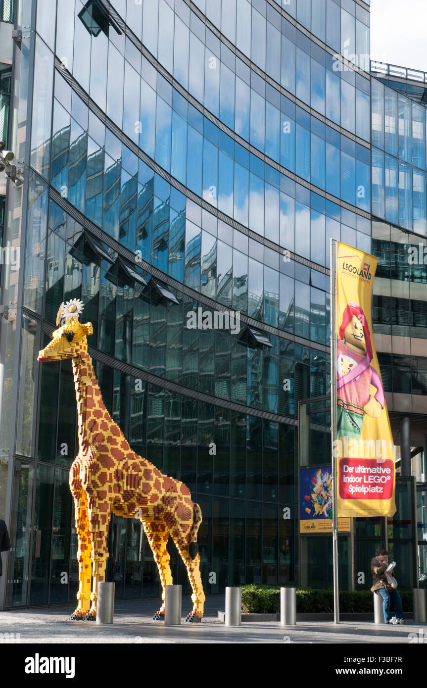 Legoland giraffe at Potsdamer Platz, Berlin Stock Photo