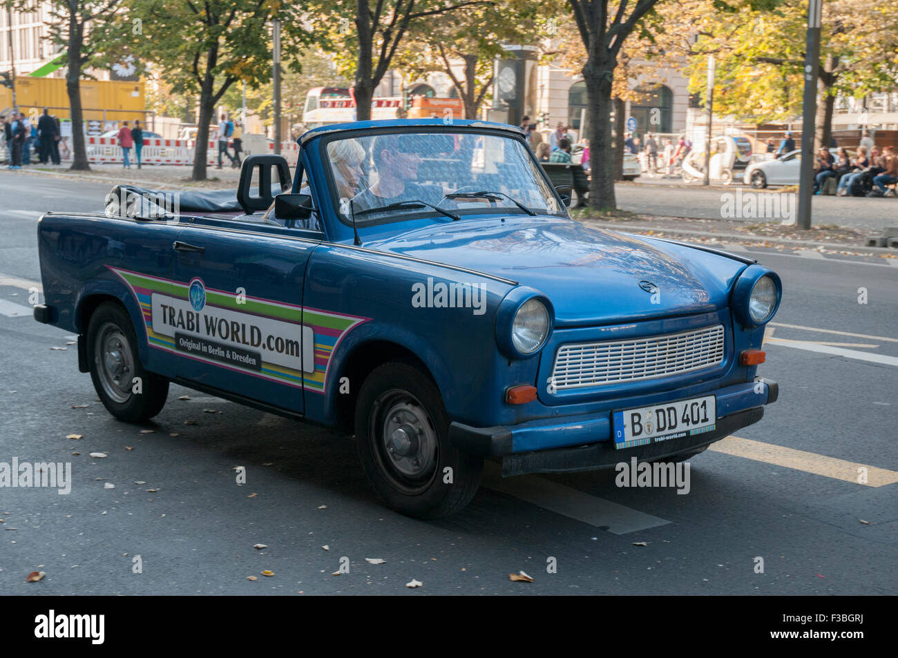 East German Trabant car in use for city tours of modern-day Berlin Stock Photo