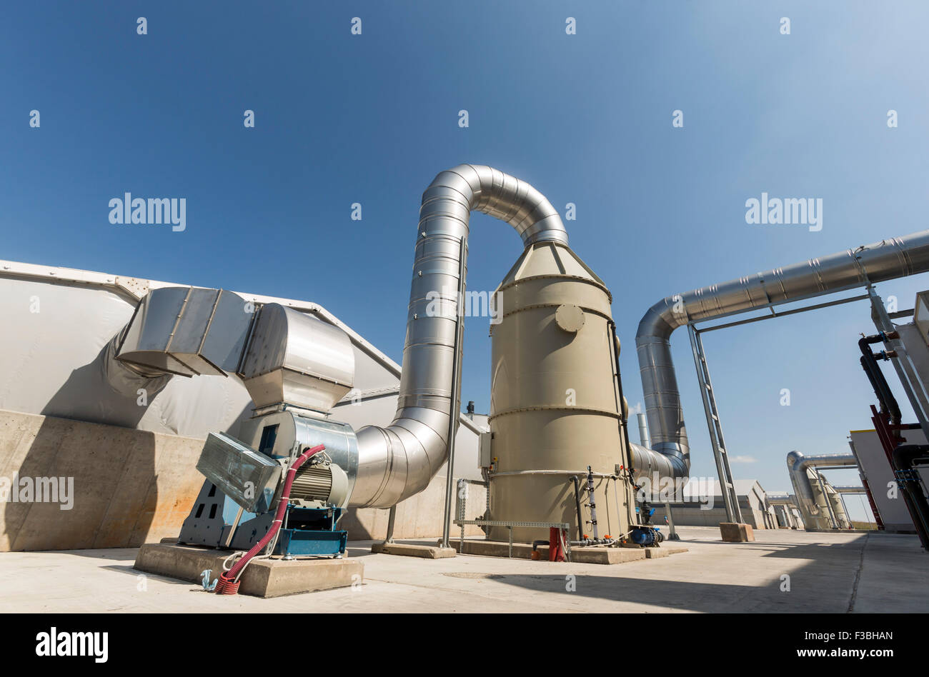 Waste-to-energy or energy-from-waste is the process of generating energy in the form of electricity or heat from the primary tre Stock Photo