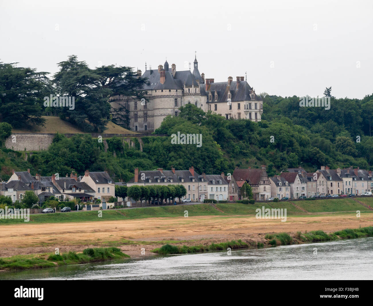 Domain of Chaumont-sur-Loire atop the hill by Loire river Stock Photo