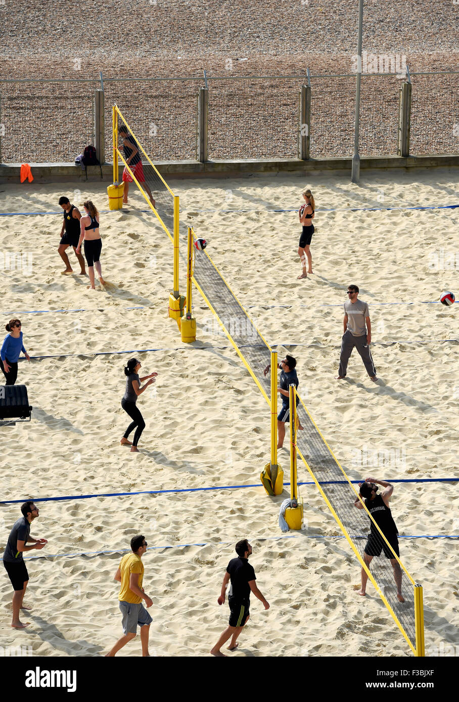 Brighton UK Sunday 4th October 2015 Volleyball players enjoy a game