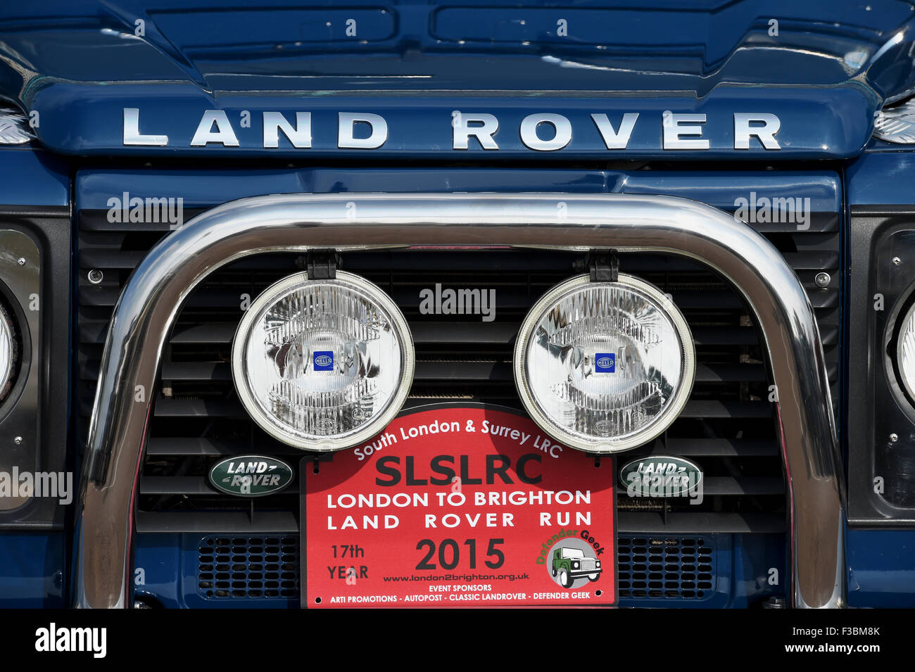 Brighton UK Sunday 4th October 2015 - Hundreds of Land Rover and Range Rover owners take part in the 17th London to Brighton Land Rover Run which finished on Madeira Drive on the seafront Stock Photo