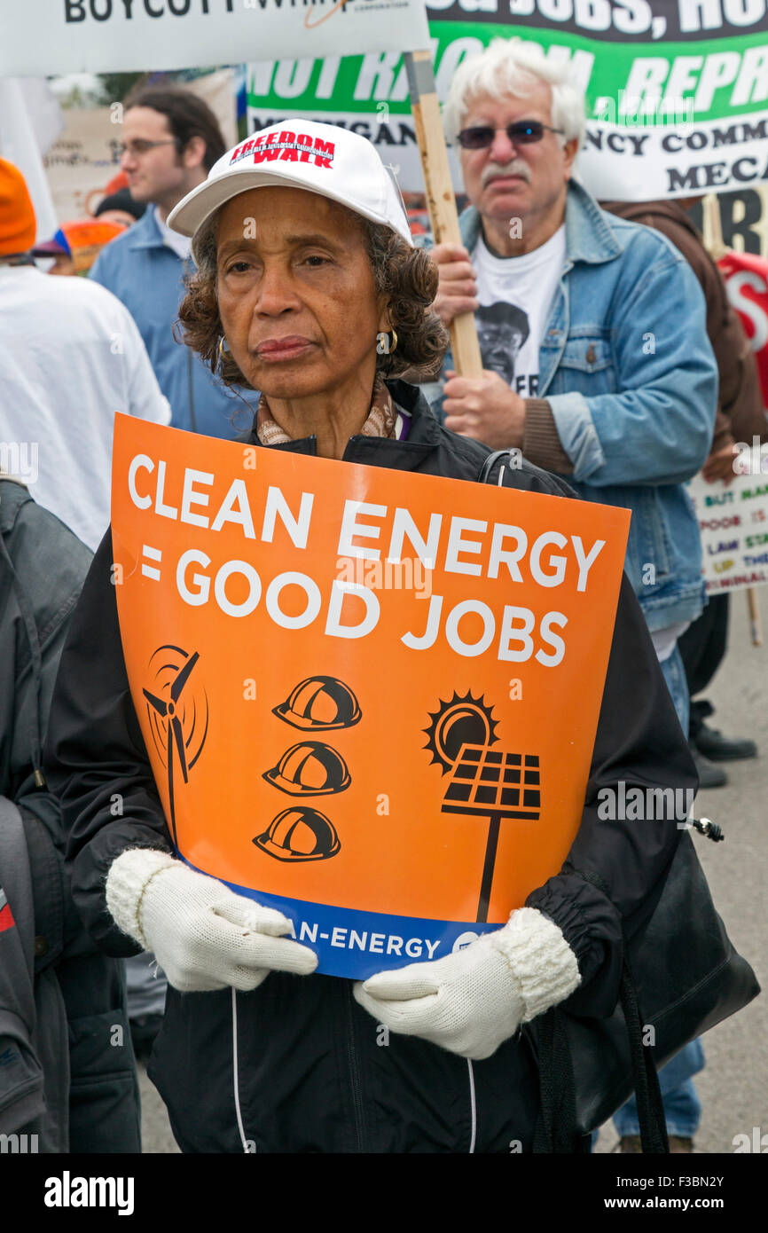 The Detroit March for Justice, which brought together those concerned about the environment, racial justice, and similar issues. Stock Photo