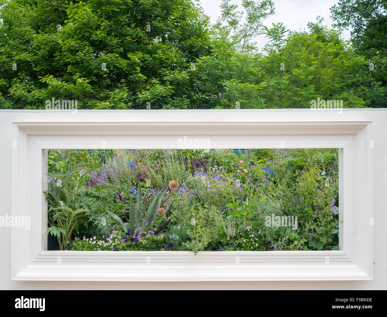 Framed nature int a garden at the 2015 International Garden Festival 2015 at the Domain of Chaumont-sur-Loire Stock Photo