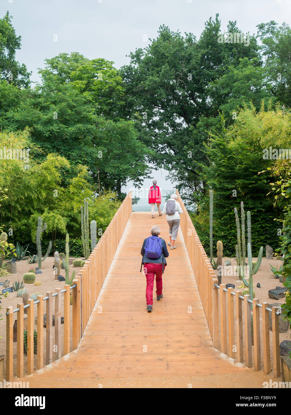 People walking in the Cactus garden of the 2015 International Garden Festival 2015 at the Domain of Chaumont-sur-Loire Stock Photo